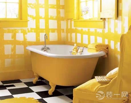 黄色调浴室装修样板间欣赏