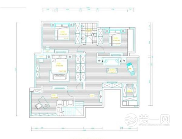 197平米欧美风情四居室装修效果图